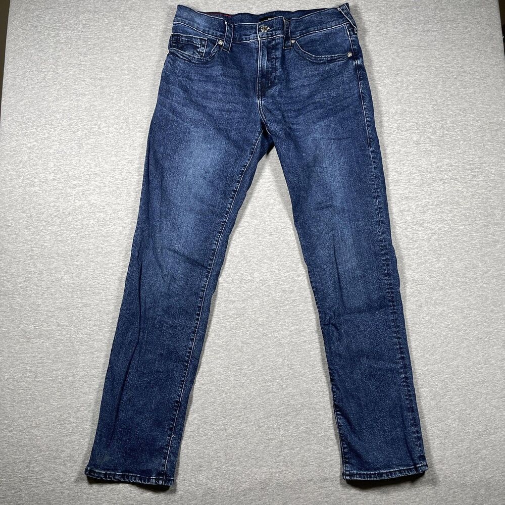 True Religion Geno Jeans Mens 33x32 Blue Medium Wash Relaxed Slim Straight